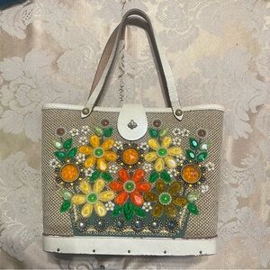 Elegant Floral Embellished Tote Bag